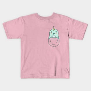 Baby Narwhal In a Pocket Kawaii Whales Lover Kids T-Shirt